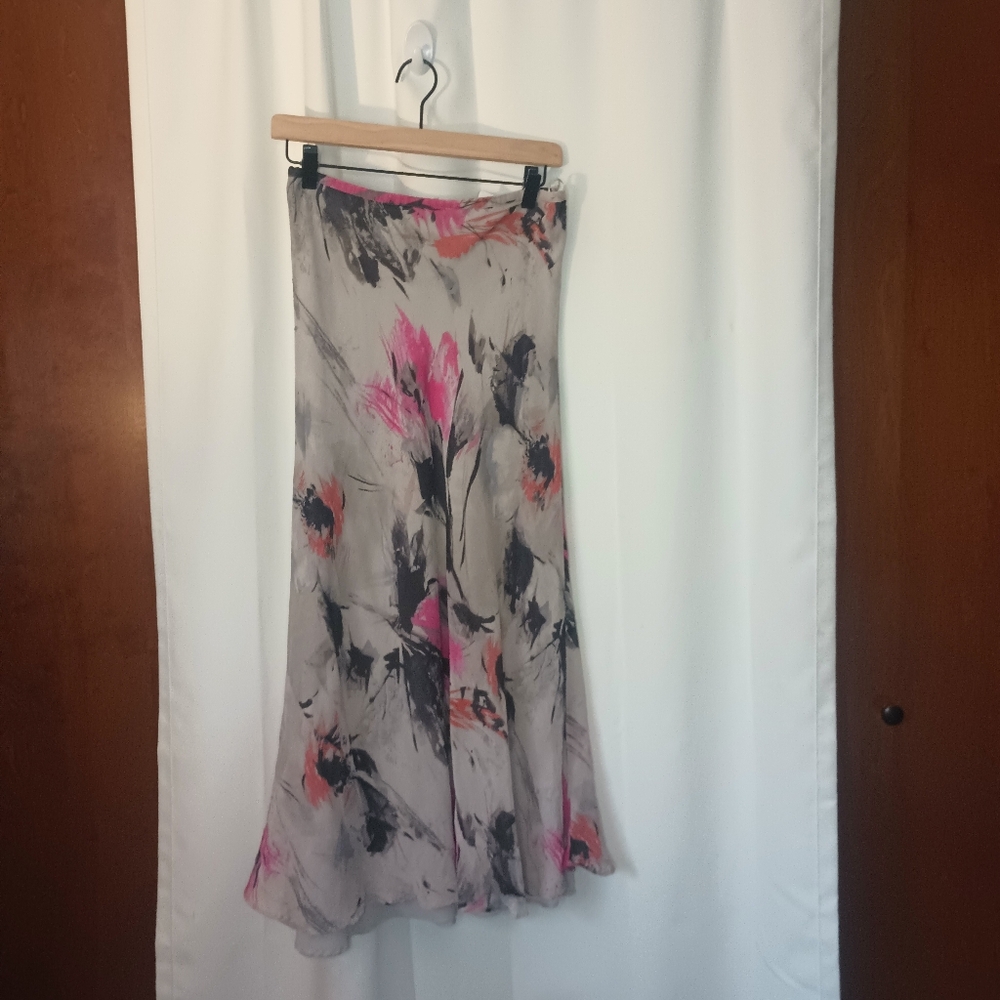 Spiegal Womens Silk Maxi Skirt 8 Abstract Whimsigoth Fairy Artsy City 90s